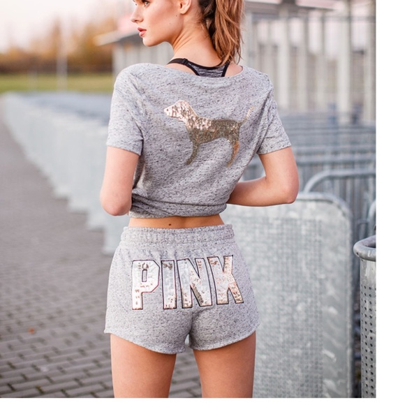 PINK Victoria's Secret Pants - Victoria Secret Pink Retro Shorts with gold bling, Sz large, NWOT